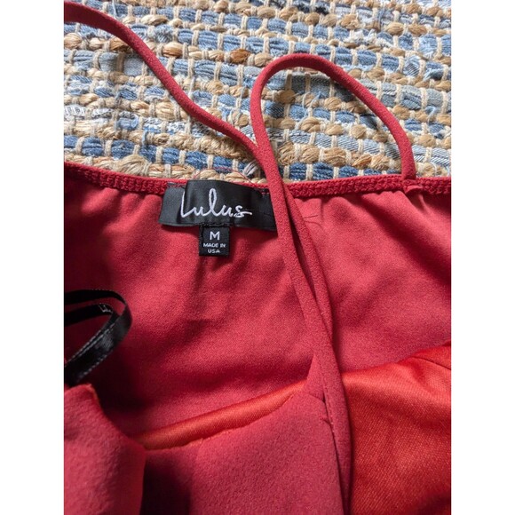 Lulus Rust Red Forever Your Girl Bodycon Mini Dress Size M Faux Wrap Stretch - Picture 6 of 8